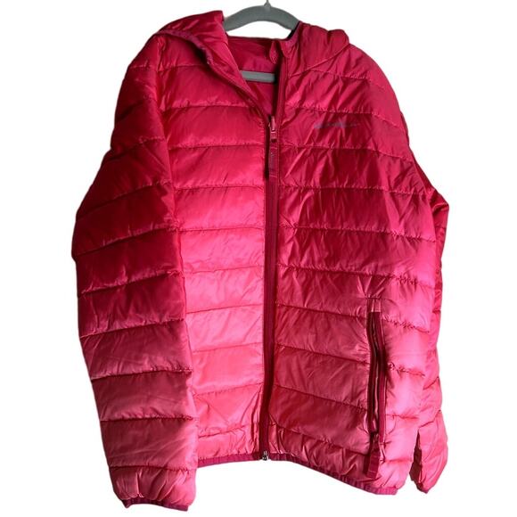 Eddie Bauer Puffer Jacket GIRLS Medium Pink Down Filled Reversible Outerwear - Picture 1 of 13